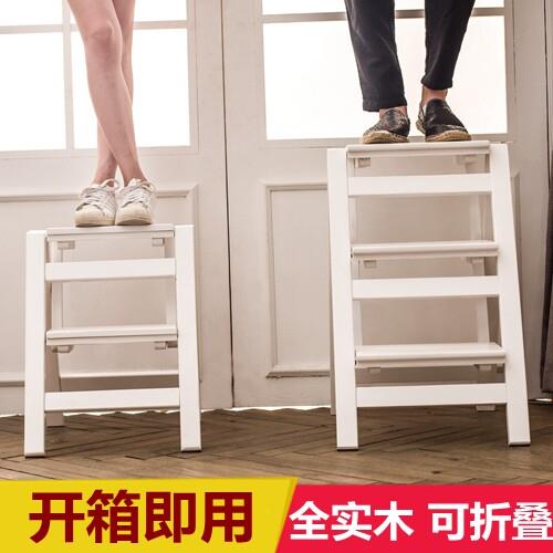 家用折叠全实木梯子 楼梯椅梯子椅子多功能两用步阶梯凳梯子凳子