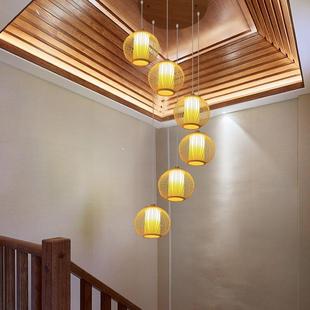 1005墅楼梯间转角 楼民跃层GYD 新中式 旋转楼梯吊别灯长吊灯灯复式