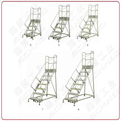 Schmeid/施盾欧式4层登高梯1米带轮仓库工业取货梯自动刹车钢轮梯