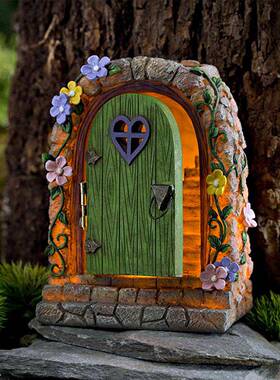 跨境仙女门楼梯太阳能庭院树脂摆件树脂工艺品田园设计楼梯创意