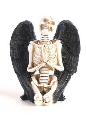 使装饰颅头骨翅膀头天用品骷髅头礼品万圣节万圣节骷树脂