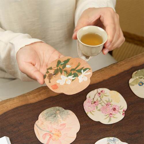 云杨茶舍花草集茶杯垫防水双面垫子中式布艺家用茶垫防滑隔热茶托