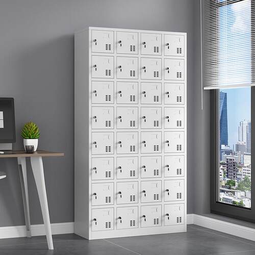 铁皮更衣柜子24门员工收纳柜带锁32格碗盘柜工厂车间鞋柜多门手机