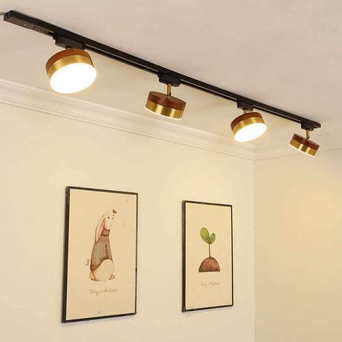 新中世纪风格轨道灯散光聚光灯商业补充灯胡桃木客厅餐厅灯服装店