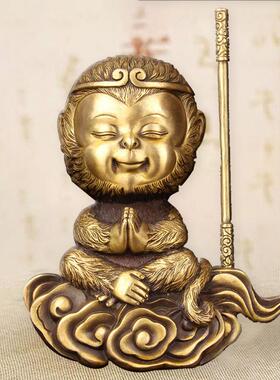 擦黑Q版腾云静思款铜斗战胜佛摆件铜孙悟空摆件铜齐天大圣摆件