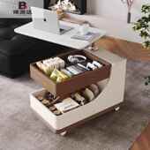 简约可移动岩板茶几客厅家用沙发边几精致多功能小推车升降茶几