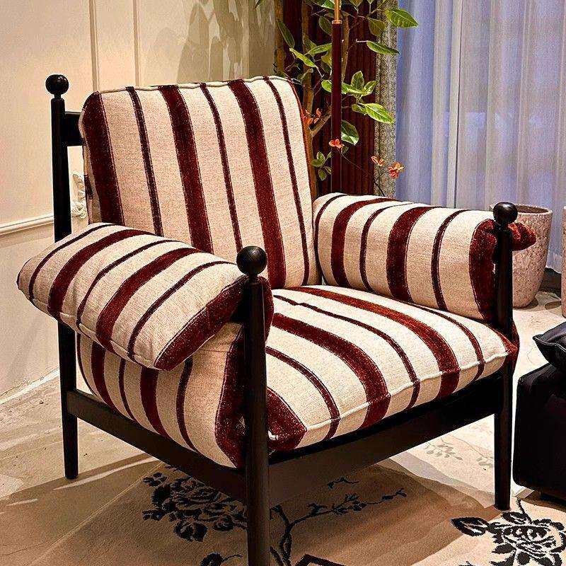 法式复古赤乌椅客厅阳台设计师靠背单人沙发椅中古风休闲懒人椅J&