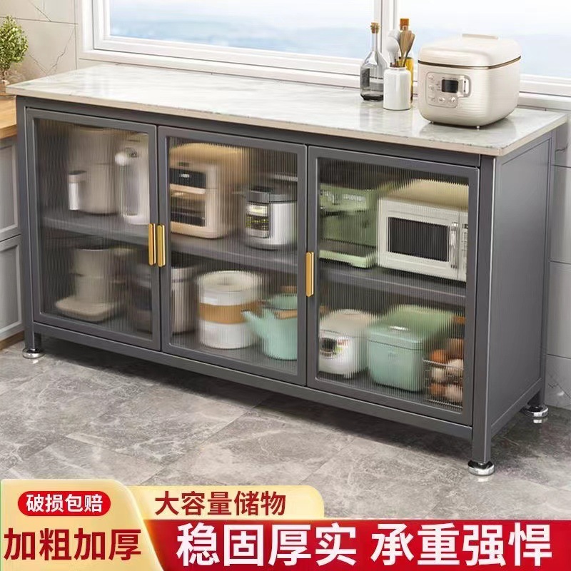 岩板餐边柜厨房置物架落地多层收纳柜多功能微波炉烤箱收纳储物架