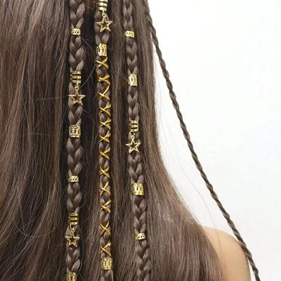 36pcs Star Decor Hair Ring Accessories ,Beads Hair Braid Rin