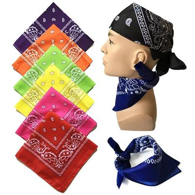 Fashion Hip Hop Bandana Square Scarf Cowboy Cashew Black