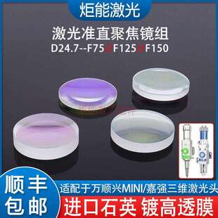 老款万顺兴激光头准直聚焦镜片嘉强三维切割头D24.7F75双凸弯月镜