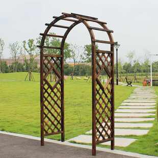 户外庭院碳化防腐实木拱门花园装饰门葡萄架网格爬藤花架子栅萍润