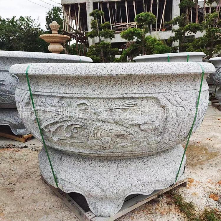 院石花雕外青石鱼缸仿古石头花盆荷石缸养鱼石槽室庭水缸手工SD-0