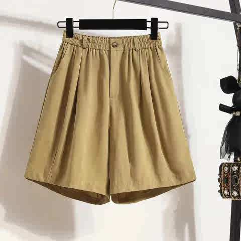 大码胖mm五分裤女2024夏季新款松紧腰a字阔腿中裤宽松梨型身材潮,女装/女士精品,休闲裤,淘宝优惠券,粉丝福利购,淘宝优惠卷