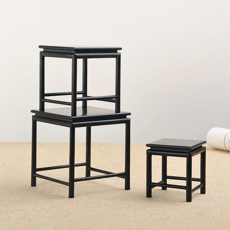 黑檀正方明式花几花瓶盆景文玩把件紫砂茶壶玉器宝石雕件菖蒲木架