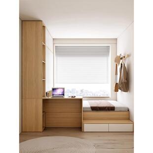 小户型榻榻床卧米室实木书衣柜床桌一体儿童床柜组多FWA功能储物