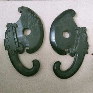 斧文化手把玉红山摆件斧玉旧铁石做仿古古玩杂项件龙头