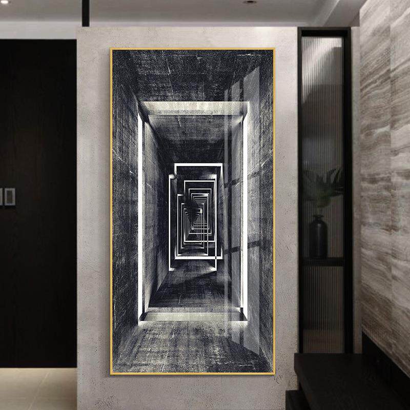 玄装饰画竖过道走廊代尽版头壁画延伸建筑玄关空间挂画现关简约玄