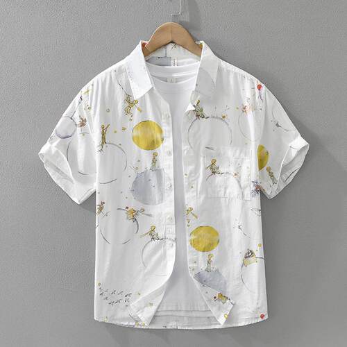 Printed short sleeved shirt men's top