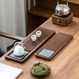 重竹茶盘家用茶具托盘茶台排水蓄水双用日式简约乌金石竹制干泡盘