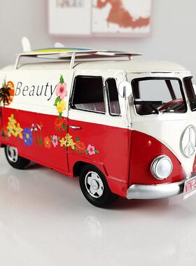 纸创意大车众巴装饰纸抽盒复古铁艺汽车道8590士具模型老爷抽巾摆