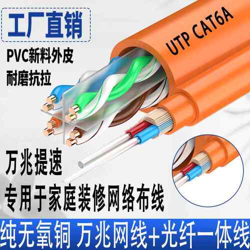 FTTR光网覆合线超六类万兆光纤网路线家用+2芯光纤二合一电缆专用