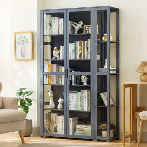 简易书架落地靠墙客厅置物架分层收纳架储物柜简约现代家用书柜