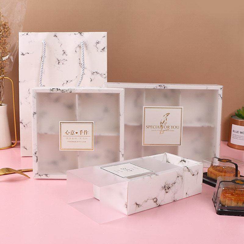 新疆包邮2/4/6/8粒装透明中秋月饼礼盒蛋黄酥雪媚娘包装盒西点甜