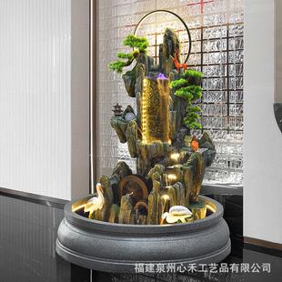 新中式假厅山喷泉流财水招摆件客玄关景落地庭院水DPX观办公室装