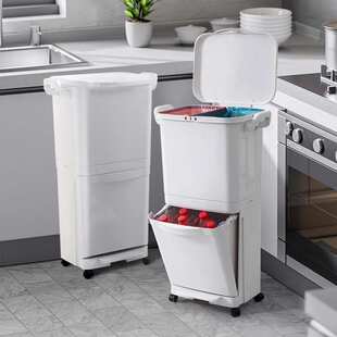 厨房垃圾桶家用厨余分类带盖大容量高款干湿分离脚踩免弯腰专用桶