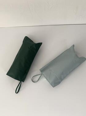 祇此青绿色系纯色小伞巴掌六折黑胶伞迷你适合小包抗UV晴雨伞