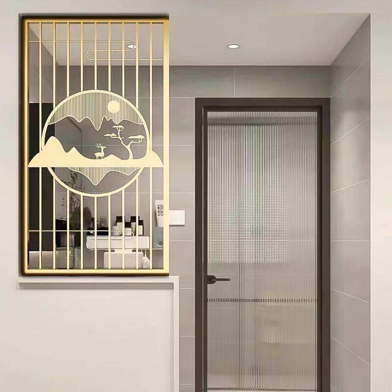 轻奢现代简约铁艺屏风隔断客厅入户中式玄关花格镂空半隔断墙装饰