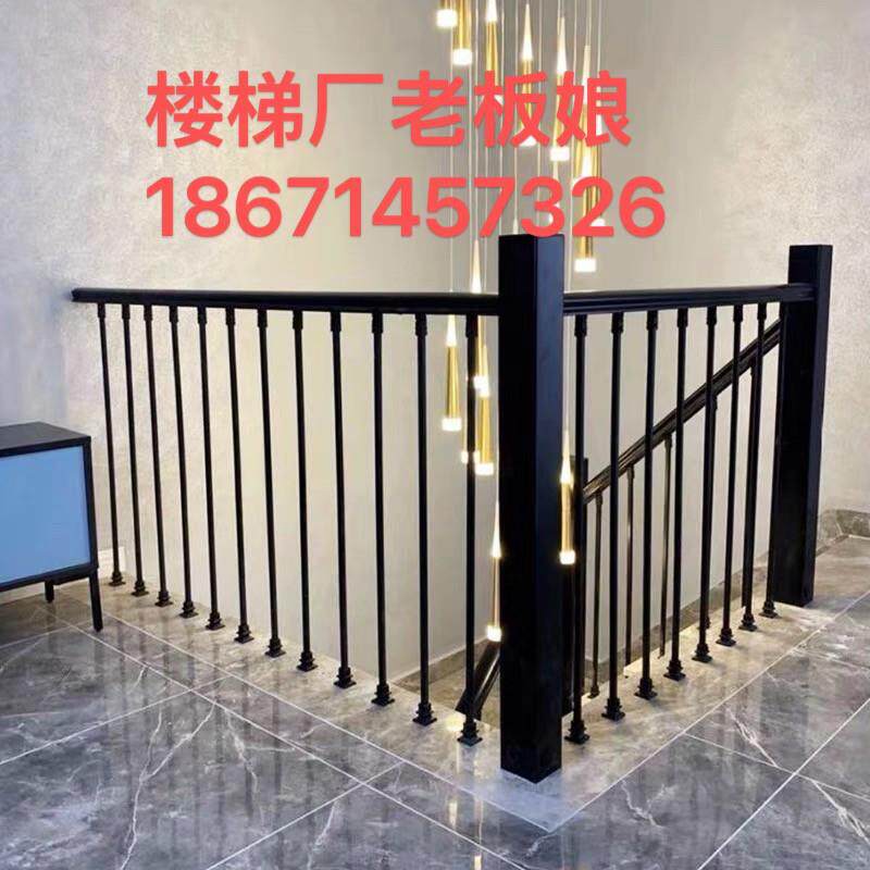 武汉楼梯铁艺护栏 实木扶手围栏别墅复式阁楼阳台 中式现代风定制