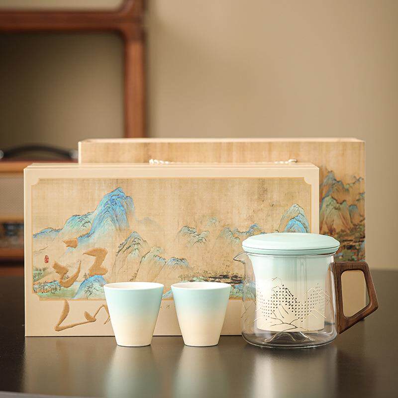 陶瓷快客杯泡茶器茶水分离一壶二杯便携茶杯办公杯茶水分离杯商务