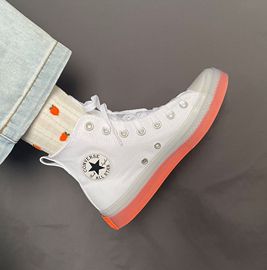 Converse匡威allstar白橙CX果冻底透明高帮帆布鞋女板鞋男167807C