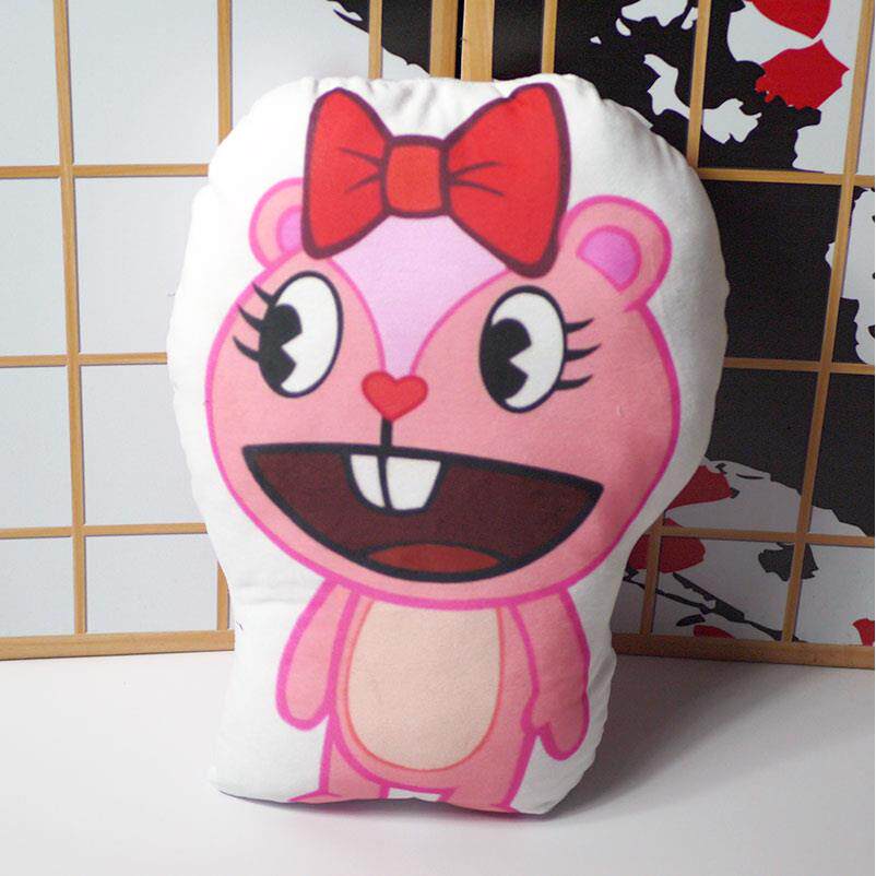 高档笑H糖F欢乐树朋友抱枕军人微傻鹿果T拖鞋毛绒抱枕公仔动漫周