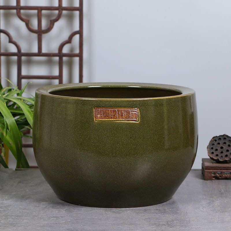 草绿花盆水培陶瓷金鱼缸碗碗铜钱庭院莲大号景德镇盆栽睡莲多萝肉