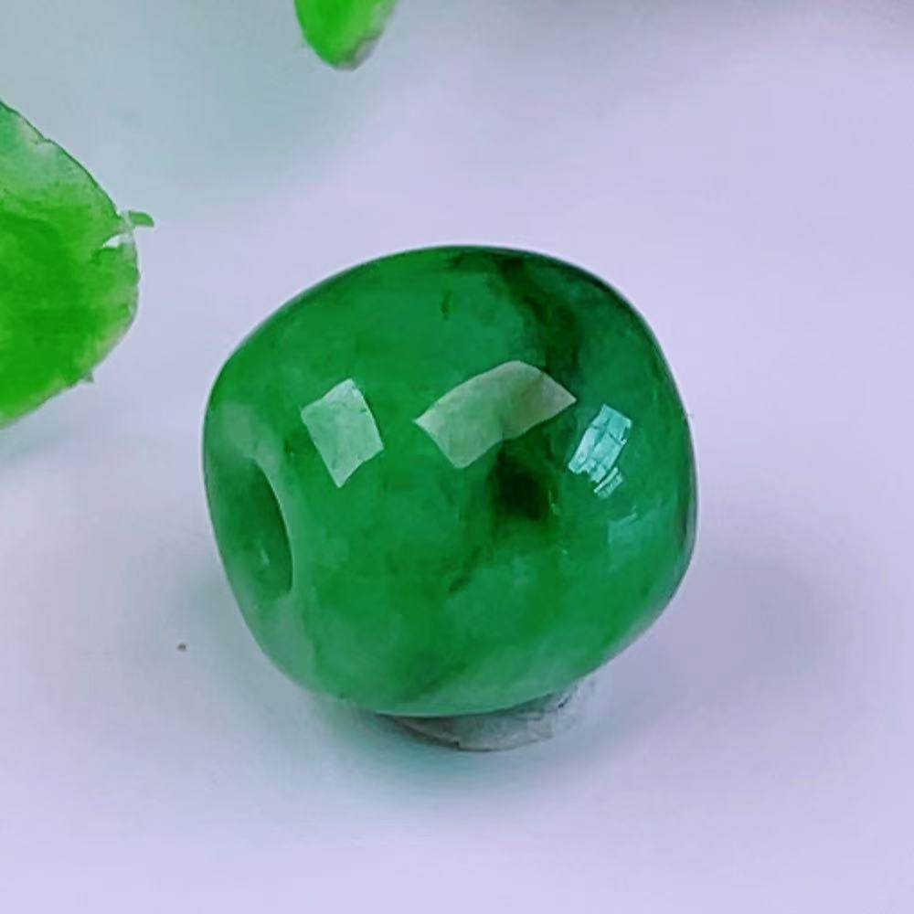 缅甸天然真品翡翠冰满绿满色飘花高端精品珠宝闪拍路路通玉石吊坠