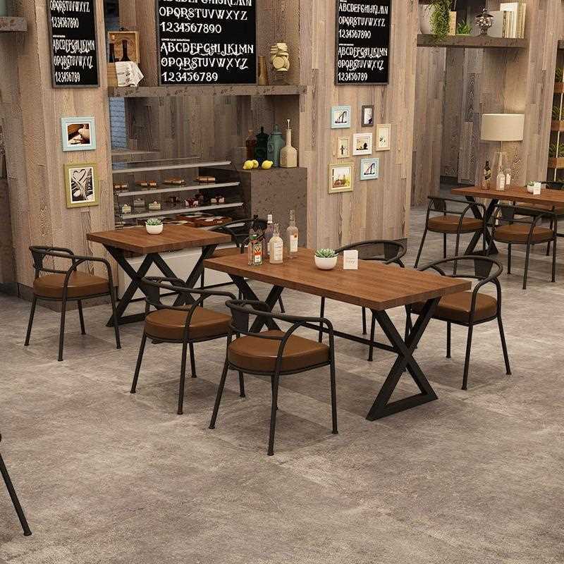 新款直销复古实木桌椅组合工业风酒吧清吧西餐厅咖啡厅奶茶店铁艺