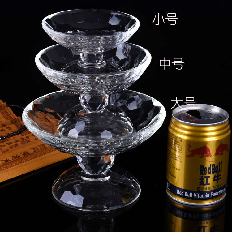 热销特价水晶佛堂供果盘高脚玻璃贡盘创意家居摆件