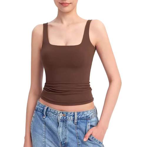 womens square neck sleeveless vest summer casual slim crop