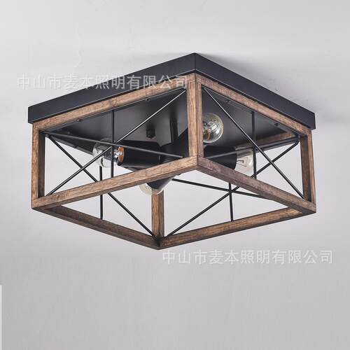 跨境卧马逊e亚bay式农舍工业走8834廊餐厅室阳台吸顶灯实木铁艺美