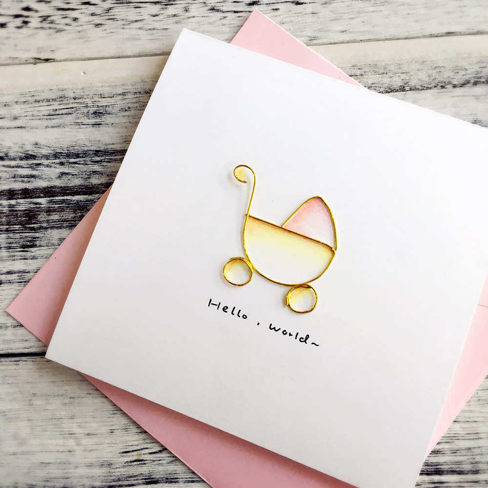 婴儿车庆生贺卡（宝宝手工贺卡祝福贺卡宝宝出生定制贺卡）YZ1