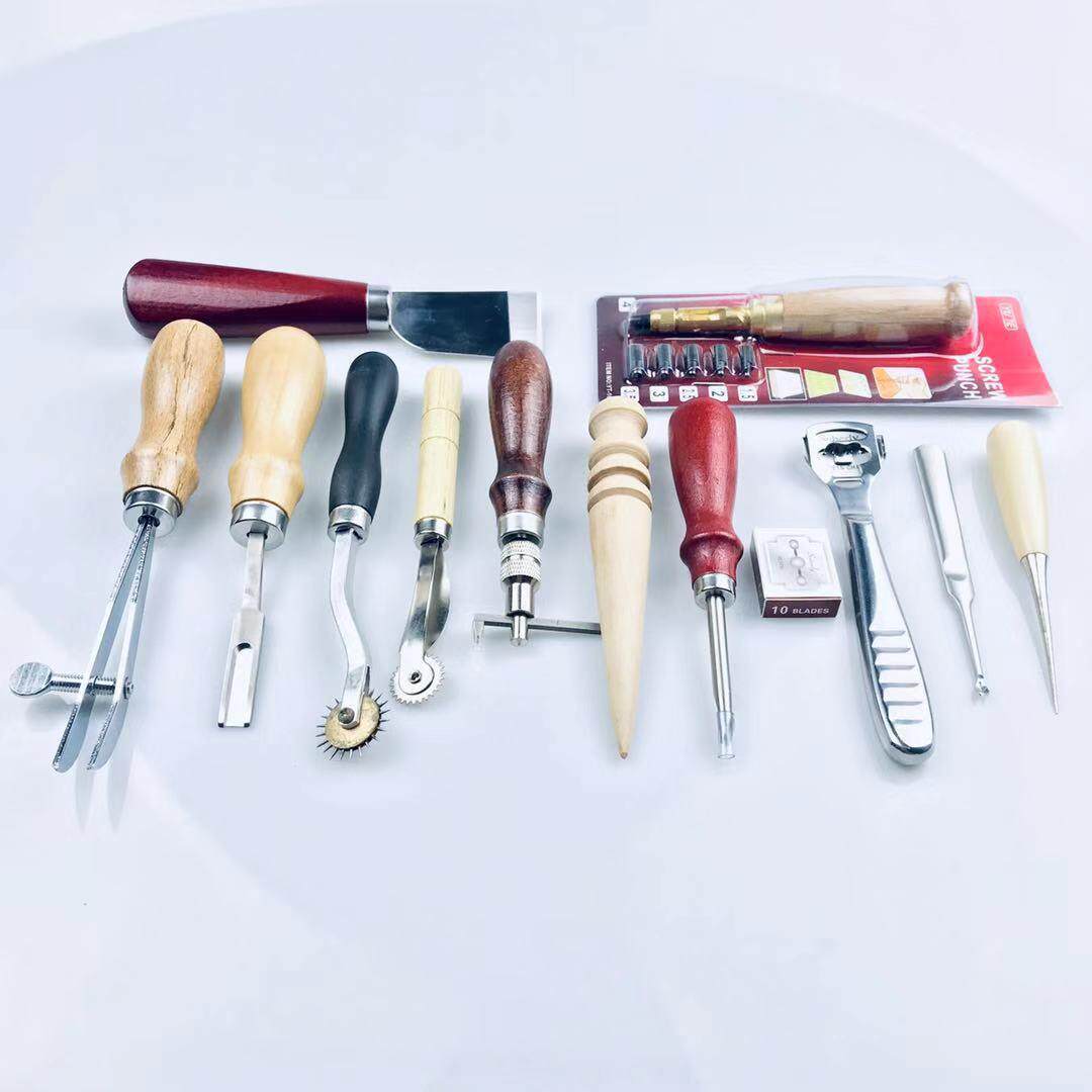 13件套手艺皮具手缝套装皮革工具DIY08款五金工具套装