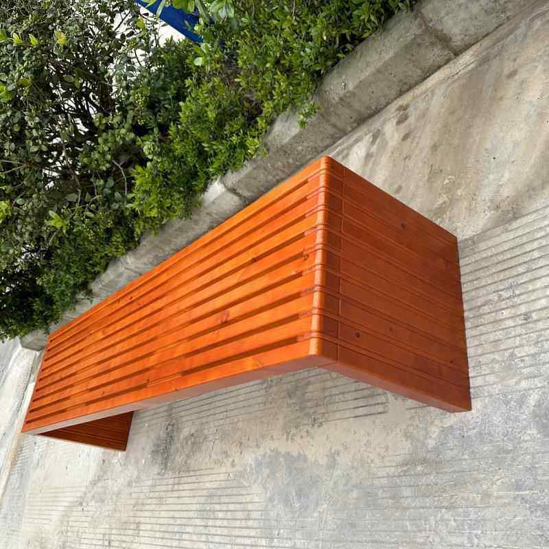 现代简约风木质椅防腐木全实木防开裂庭院室外排椅公园椅高靠背