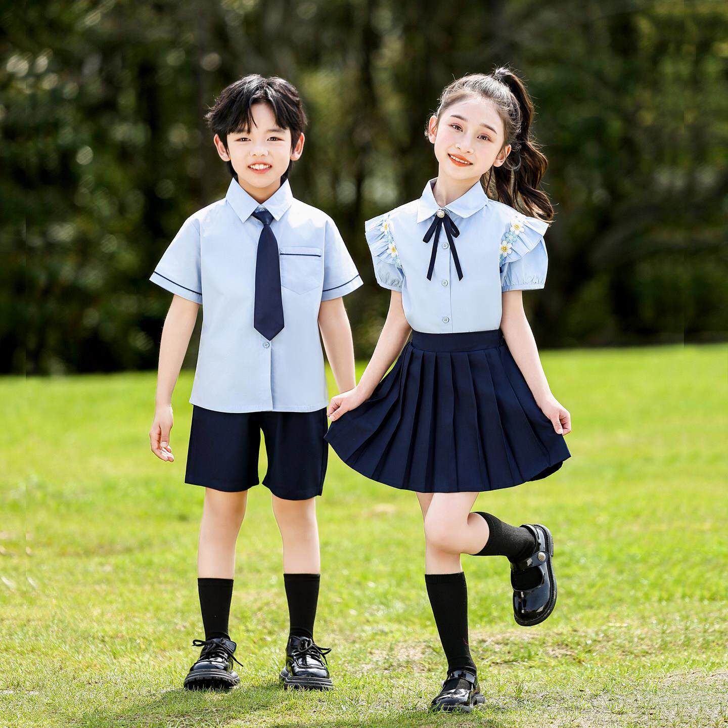 幼儿园毕业服花朵衬衫小学生六一合唱比赛服儿童演出服园服西装夏
