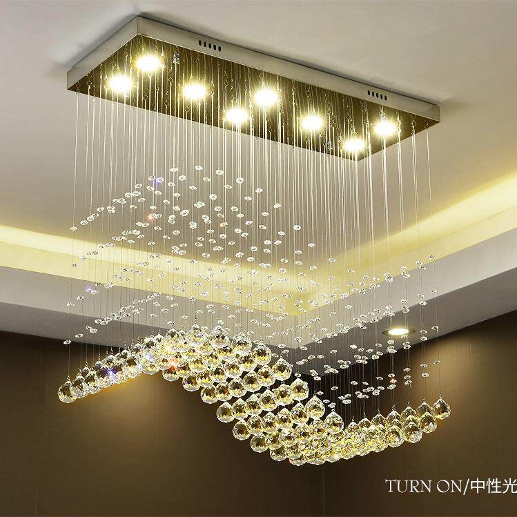 家现代吧台隔断水晶灯LED吊线灯现代轻奢艺8812术蜡烛餐厅吊灯居