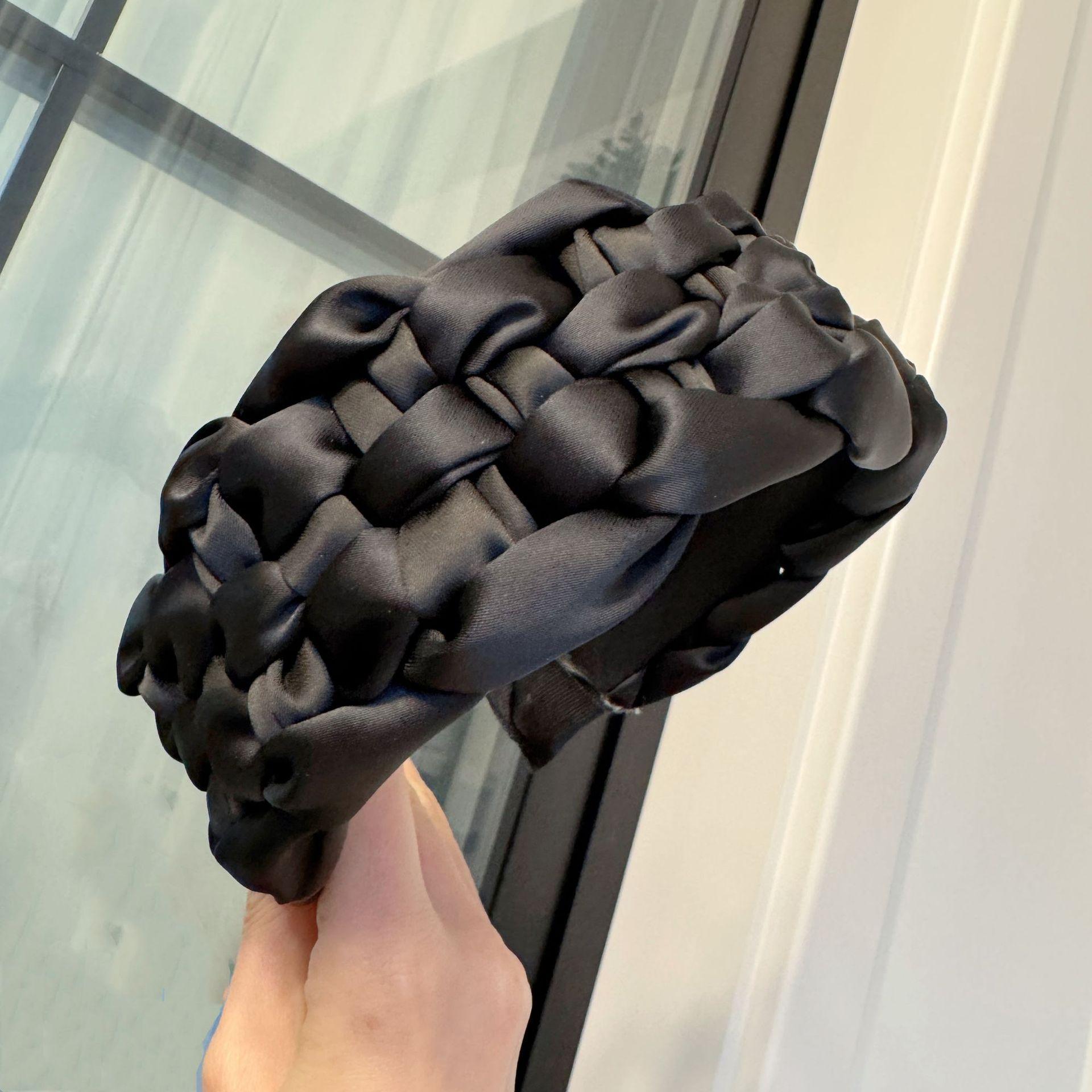 超宽蓬松高颅顶发箍女2024新款夏款法式复古麻花布艺头箍发卡头饰