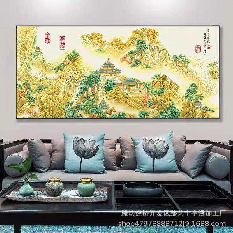 蓬莱款仙图十01025字绣新绣中国线风景名画境大客厅卧室简单自己