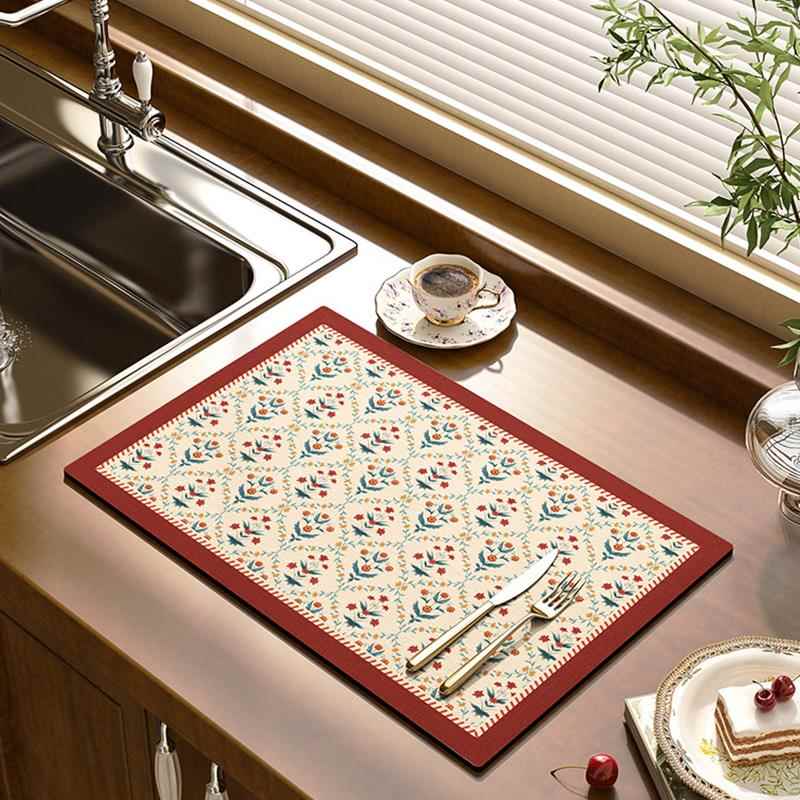 硅藻泥沥水垫厨房餐具碗盘西餐垫防水防滑免洗隔热台面吸水垫家用